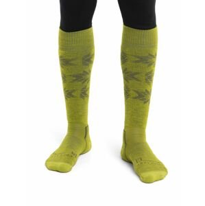 Pánské merino ponožky ICEBREAKER Mens Ski+ Light OTC Ski Heritage, Bio Lime/Loden velikost: 39-41,5 (S)