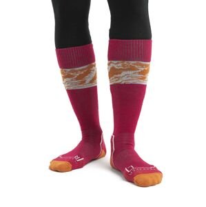 Dámské merino ponožky ICEBREAKER Wmns Ski+ Light OTC Alps 3D, Electron Pink/Earth/Snow velikost: 41-43 (L)